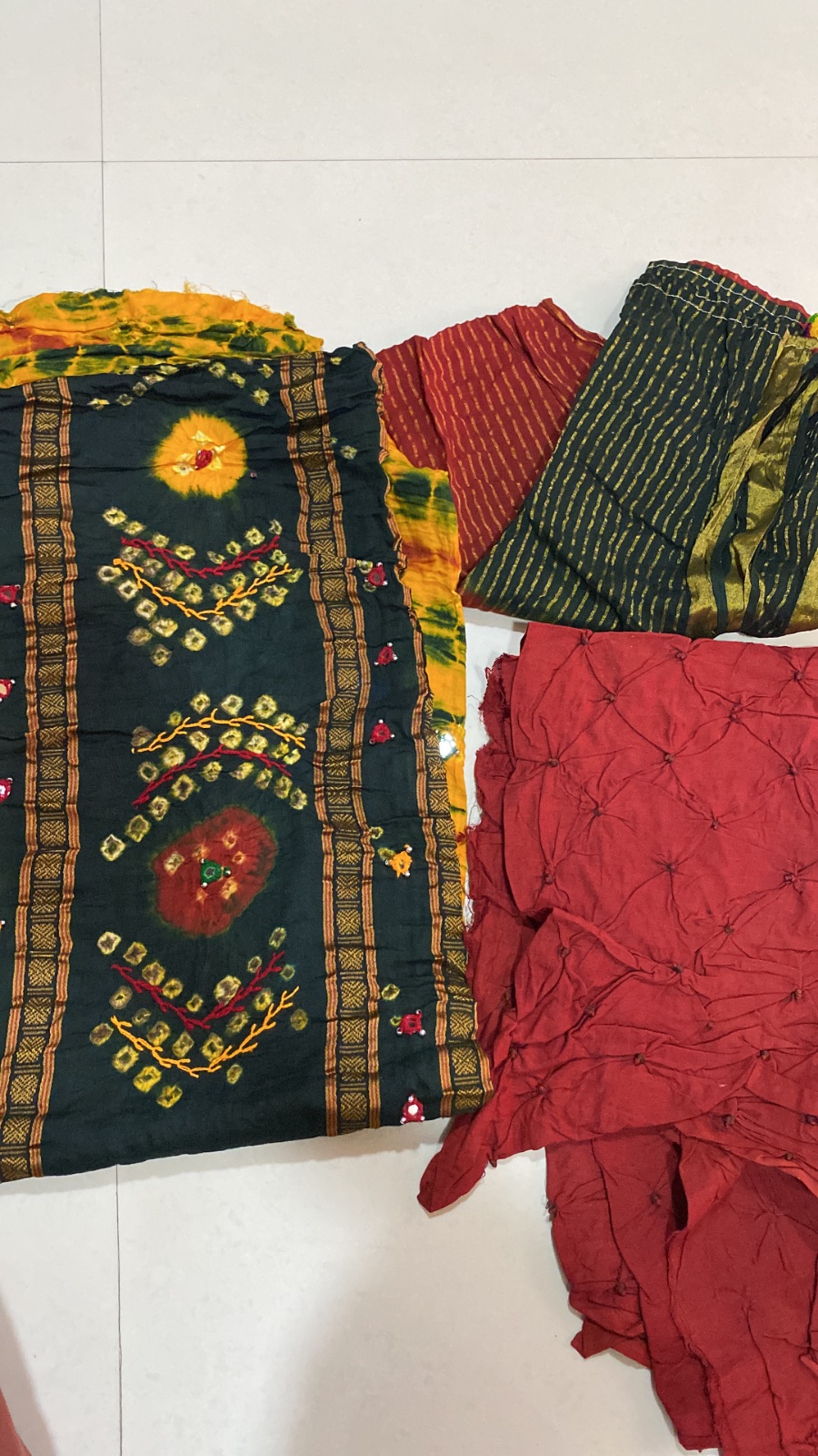 Green-Red Traditional Dress Material